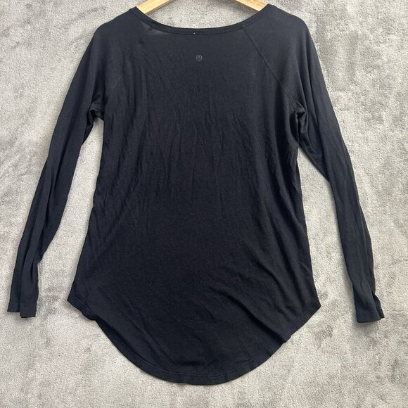 Lululemon Shirt Womens 8 Black Long Sleeve Pullover Tee Athleisure Workout Gym - Picture 6 of 8